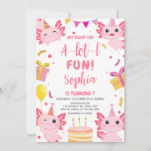 Invitation Pink Axolotl Alotl fête d'anniversaire (Devant)