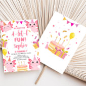 Invitation Pink Axolotl Alotl fête d'anniversaire