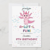 Invitation Pink Axolotl Enfants mignonne Salamander Anniversa (Devant)