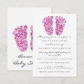 Invitation Pink Baby Girl Douche Pieds Blanc Fuchsia (Devant / Derrière)