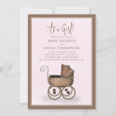 Invitation Pink Baby Girl Modèle de douche Vintage (Devant)