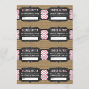 Invitation Pink Baby Q billets de tombola de couche, fille ba