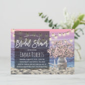 Invitation Pink Babys Breath Jar Beach Starfish Fête des mari (Debout devant)