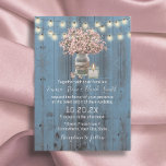 Invitation Pink Baby's Breath Jar Dusty Blue Rustic Mariage<br><div class="desc">Pink Baby's Breath Flowers Mason Jar & Glass Candle Rustic Dusty Blue Barn Wedding Invitations.</div>