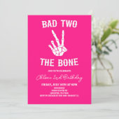 Invitation Pink Bad Two The Bone Skeleton 2e fête d'anniversa (Debout devant)