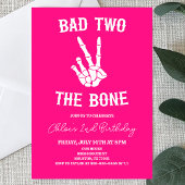 Invitation Pink Bad Two The Bone Skeleton 2e fête d'anniversa