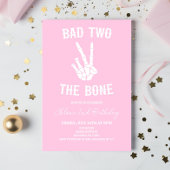 Invitation Pink Bad Two The Bone Skeleton 2e fête d'anniversa