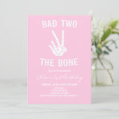Invitation Pink Bad Two The Bone Skeleton 2e fête d'anniversa (Debout devant)