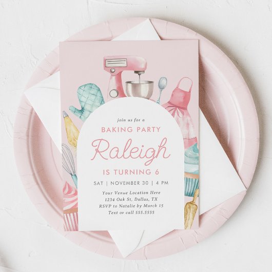 Invitation Pink Baking Anniversaire