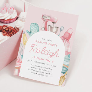 Invitation Pink Baking Anniversaire