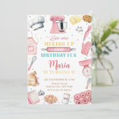Invitation Pink Baking Girl Chef Cake Birthday (Debout devant)