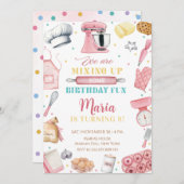 Invitation Pink Baking Girl Chef Cake Birthday (Devant / Derrière)