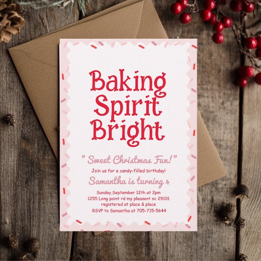 Invitation Pink Baking Spirit Bright Christmas Birthday