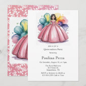 Invitation Pink Ball Gown Quinceañera (Devant / Derrière)