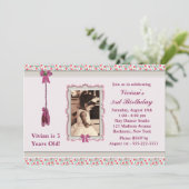 Invitation Pink Ballerina Photo fête d'anniversaire (Debout devant)