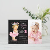 Invitation Pink Ballerina Princess Pearl Girl Birthday Party (Debout devant)