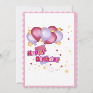 Invitation Pink Balloon Birthday Card for Girls – Cute and Jo