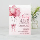 Invitation Pink Balloon Watercolor Galentines Bridal Shower (Debout devant)