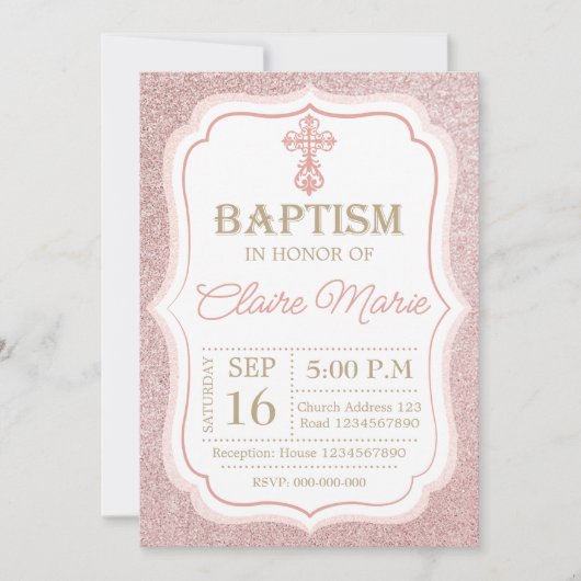 Invitation Pink Baptism (Devant)