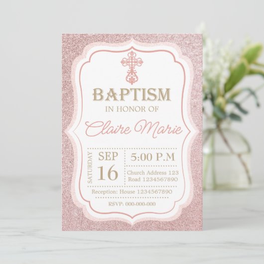 Invitation Pink Baptism (Debout devant)