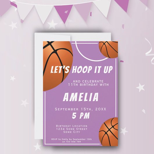 Invitation Pink Basketball Ball Amusants Anniversaire de enfa
