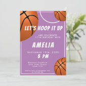 Invitation Pink Basketball Ball Amusants Anniversaire de enfa (Debout devant)