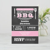Invitation Pink BBQ Anniversaire Chalkboard (Debout devant)
