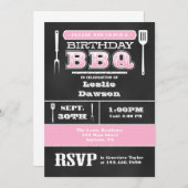 Invitation Pink BBQ Anniversaire Chalkboard (Devant / Derrière)