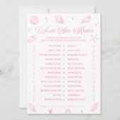 Invitation Pink Beach Baby Shower Would She Rather Game Card (Devant)