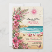 Invitation Pink Beach Wedding Shower (Devant)