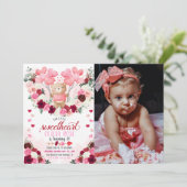Invitation Pink Bear Sweetheart de la Saint-Valentin Photo An (Debout devant)