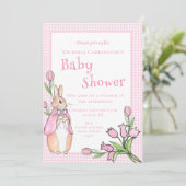 Invitation Pink Beatrix Potter Animal thème Baby shower (Debout devant)