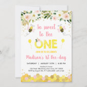 Invitation Pink bee First Birthday (Devant)