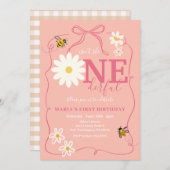 Invitation Pink Bee N'est-elle pas UNderful Daisy premier ann (Devant / Derrière)