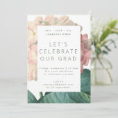 Invitation Pink Big Flower Photo University Grad (Debout devant)