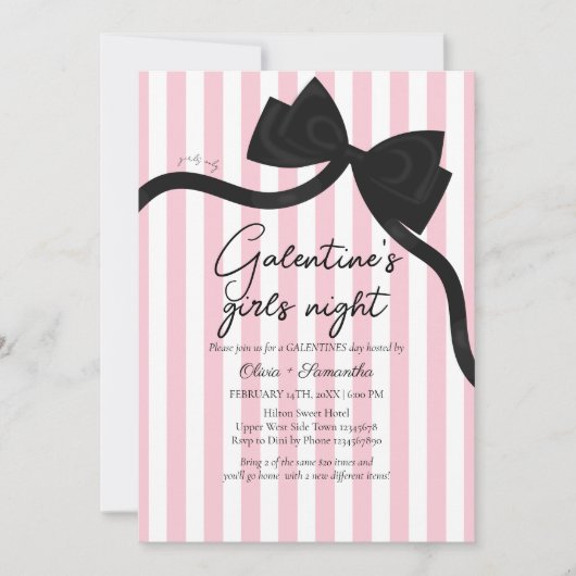 Invitation Pink Black bow La petite Saint Valentin (Devant)