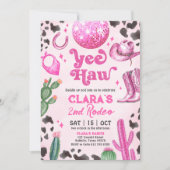 Invitation Pink Black Cowgirl N'IMPORTE QUEL ÂGE Rodéo Annive (Devant)