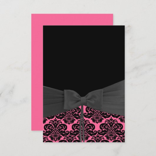 Invitation PINK & BLACK DAMASK (Devant / Derrière)