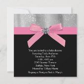 Invitation Pink Black dentelle fille bébé fille douche (Dos)