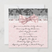 Invitation Pink Black dentelle rose Black Baby Girl Douche (Dos)