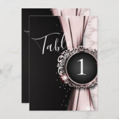 Invitation Pink & Black Elegant Luxury Mariage Numéro de tabl (Devant / Derrière)