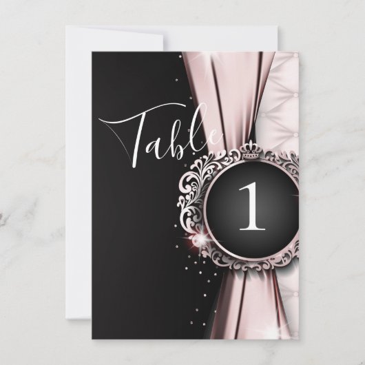Invitation Pink & Black Elegant Luxury Mariage Numéro de tabl (Devant)