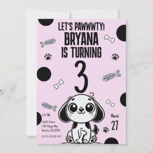 Invitation Pink & Black Fish Bones Chien Chien Chien Chien Ch