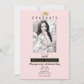Invitation Pink Black Gold Graduate Photo Party (Devant)