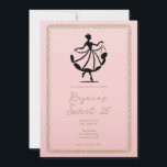 Invitation Pink Black Gold Waltzing Dancing Princess Party<br><div class="desc">Customisez comme vous voulez.</div>