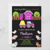 Invitation Pink Black Green Animaux de ferme Anniversaire Inv (Devant)