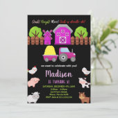 Invitation Pink Black Green Animaux de ferme Anniversaire Inv (Debout devant)