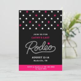 Invitation Pink Black Her Last Rodeo Bachelorette Party