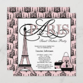 Invitation Pink Black Paris Sweet 16 Anniversaire (Devant / Derrière)