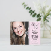 Invitation Pink Black Photo Sweet 16 Anniversaire (Debout devant)